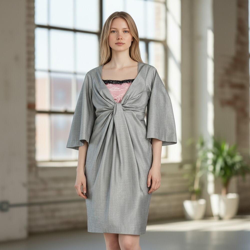 Vintage RARE 2000s Christian Dior Wool Dress Gray Size 00-2